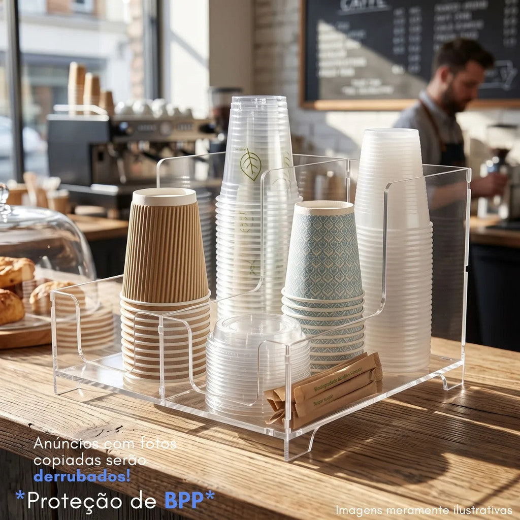 Organizador Porta Copos Bancada Nicho Cafeteria Bebidas