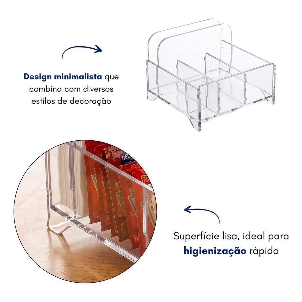 Porta Guardanapo Sachê C/ Divisórias Restaurante Lanchonete Palitos