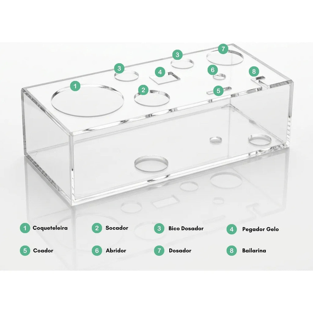 Suporte Organizador Kit Barman Bar Bartender Porta Display Utensílios Drink Home Bar