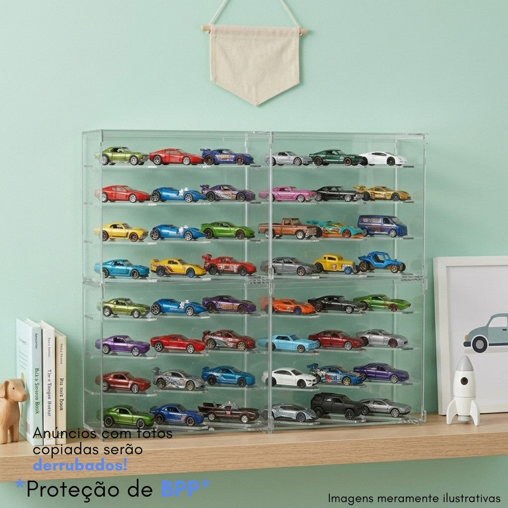 Expositor Hot Wheels 48 Carrinhos Modular Suporte Display Coleção Empilhavel Encaixável