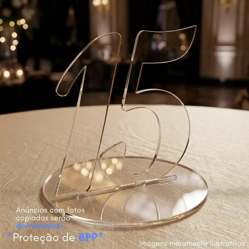 Enfeite Número 15 Para Decoração Mesa Debutante Elegante