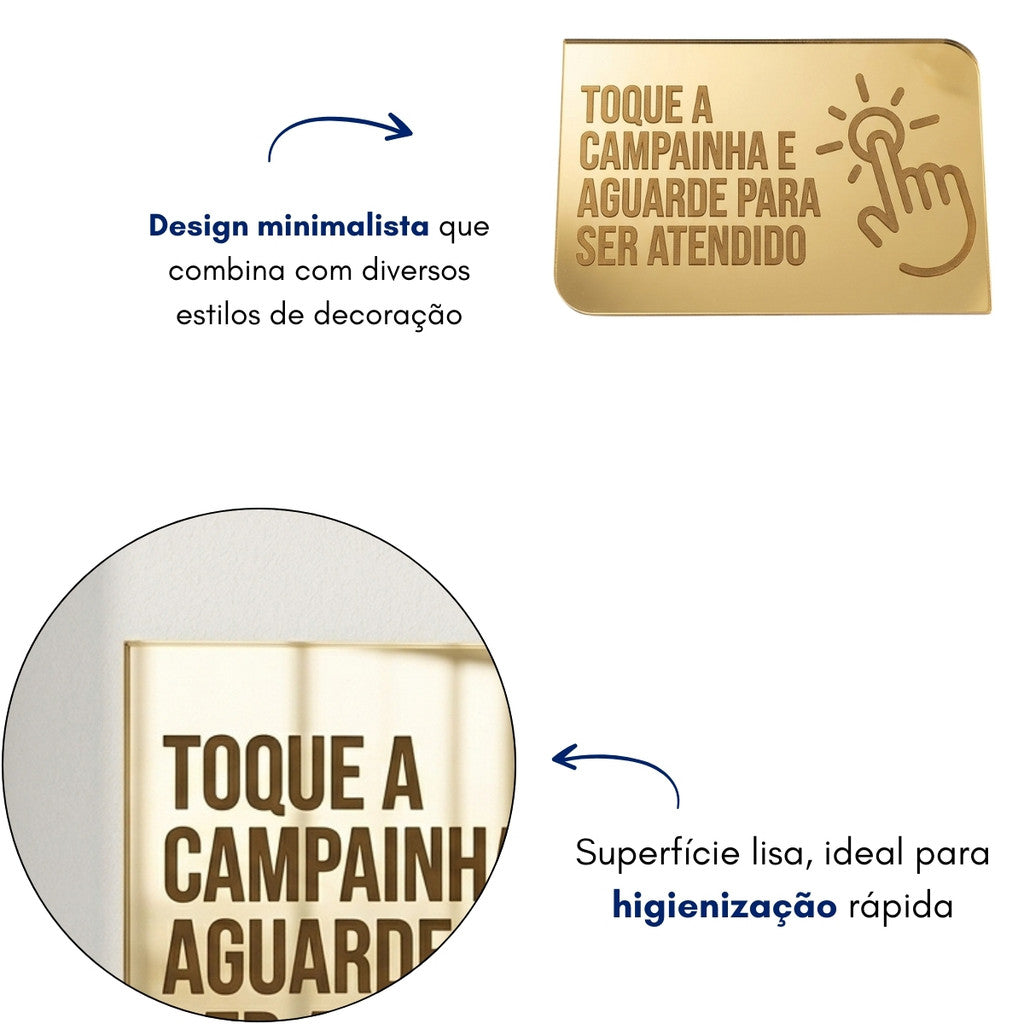 Placa Campainha Atendimento Recepção Sinalização Loja Estabelecimento Clinica Consultório