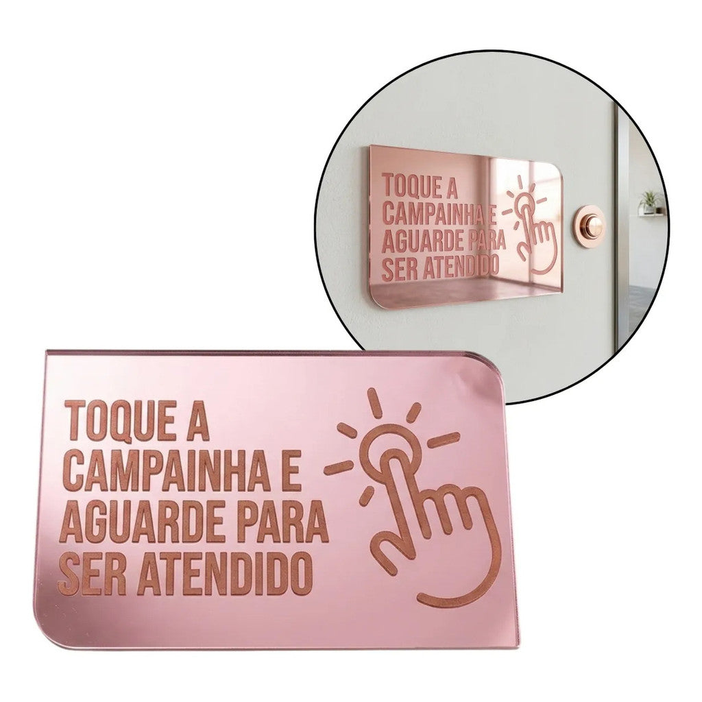 Placa Campainha Atendimento Recepção Sinalização Loja Estabelecimento Clinica Consultório