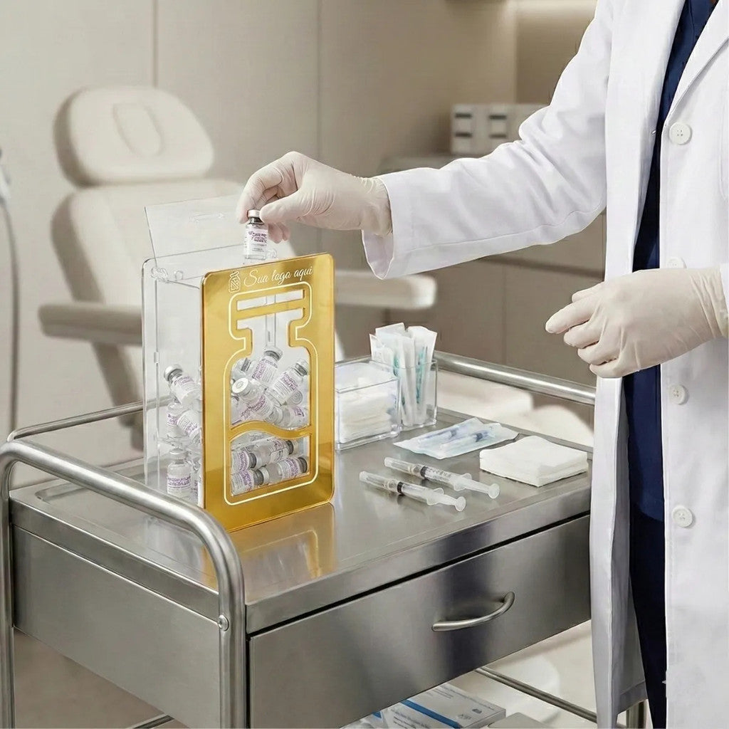 Porta Ampolas Personalizado Harmonização Facial Suporte Parede Organização Clínica Estética Consultório Estético Premium