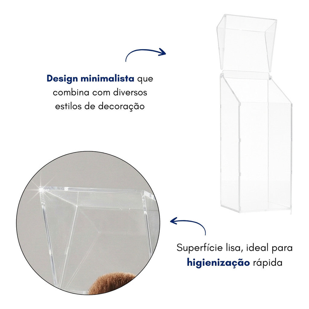 Organizador Maquiagem Porta Pincel Tampa Suporte Penteadeira Cosmético Estojo Batom Caixa