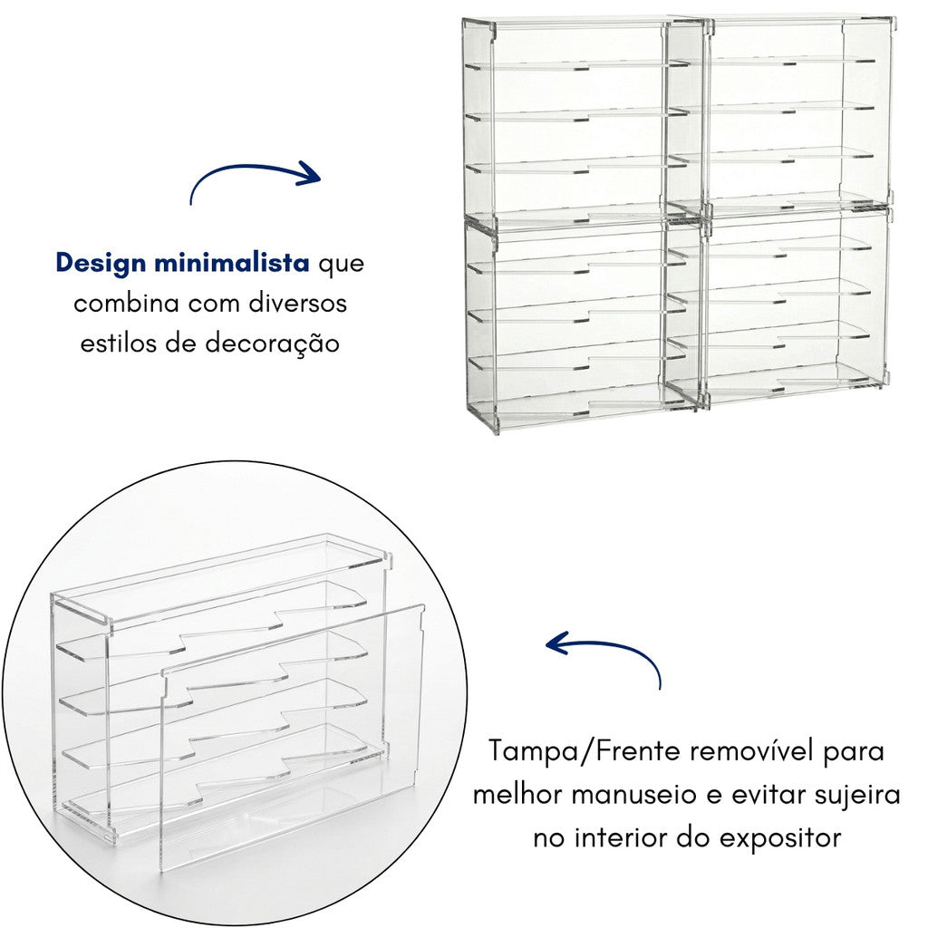 Expositor Hot Wheels 48 Carrinhos Modular Suporte Display Coleção Empilhavel Encaixável