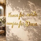 Aplique Letreiro Nunca Foi Sorte Decor Espelho 39cm Placa