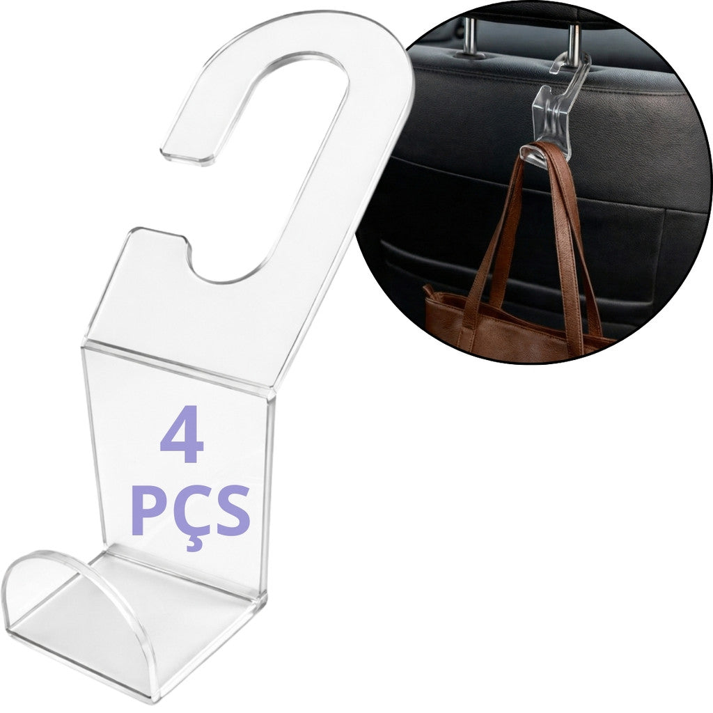 Ganchos 4 Peças Veicular Banco Passageiro Organização Interna Bolsa Mochila Compras Utilitário