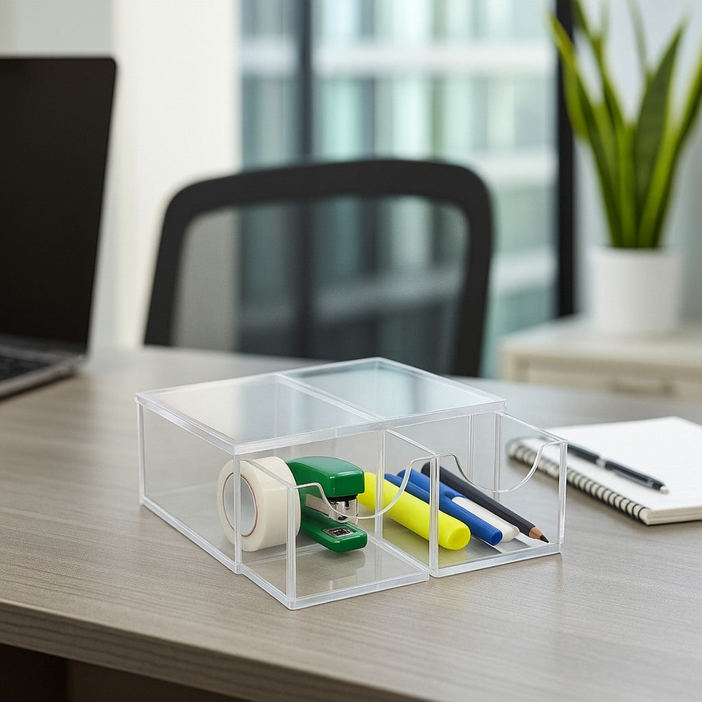 Caixa Objetos Acrilico Gaveta Kit 2 espacos