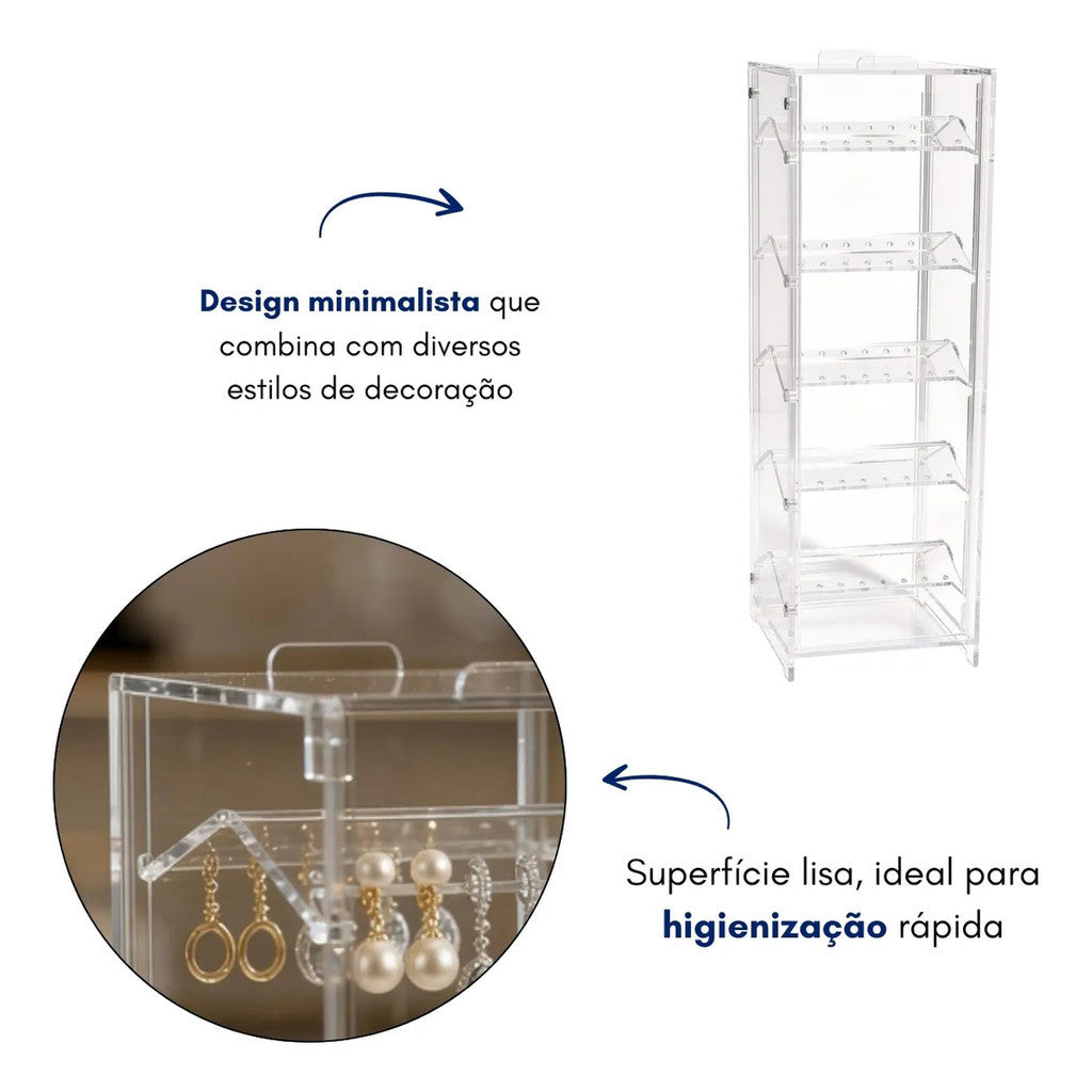Suporte Organizador Brinco 5 Andares Expositor Display Loja 40 Pçs Piercings Tampa Bancada