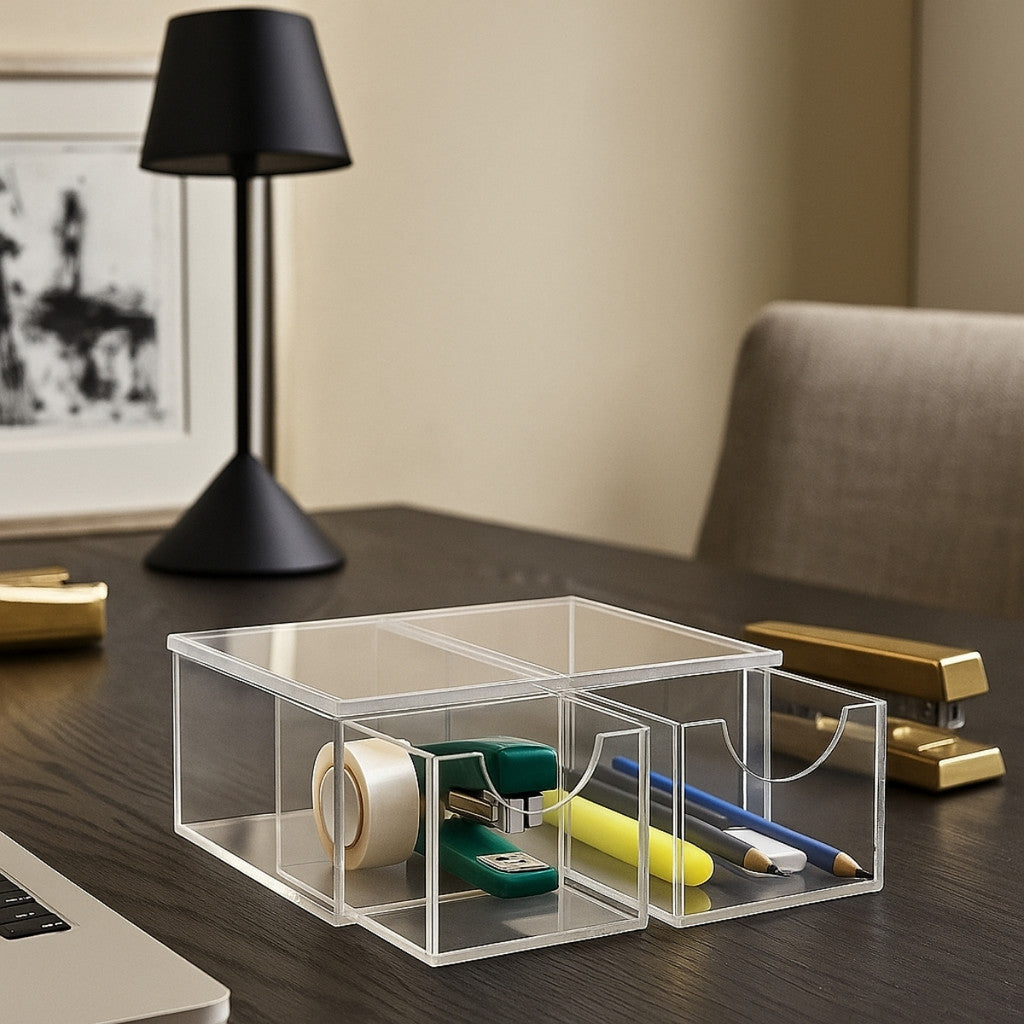Caixa Objetos Acrilico Gaveta Kit 2 espacos