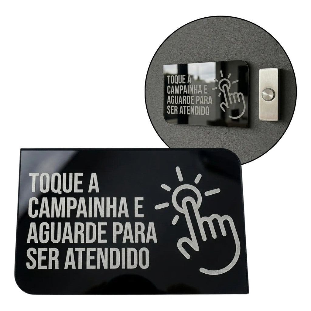 Placa Campainha Atendimento Recepção Sinalização Loja Estabelecimento Clinica Consultório