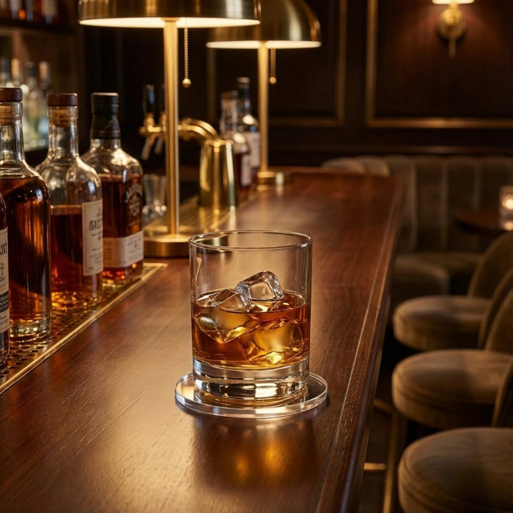 Jogo 6 Bolachas Porta Copo Acrílico Redondo Suporte