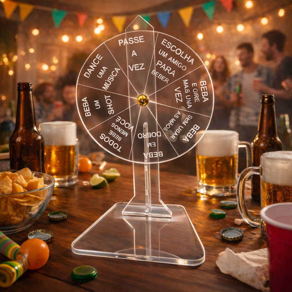 Roleta Giratória Shot Jogo Bebida Festa Adultos Desafio Amigos Churrasco Bar Noite Cerveja