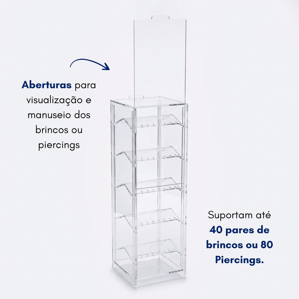Suporte Organizador Brinco 5 Andares Expositor Display Loja 40 Pçs Piercings Tampa Bancada