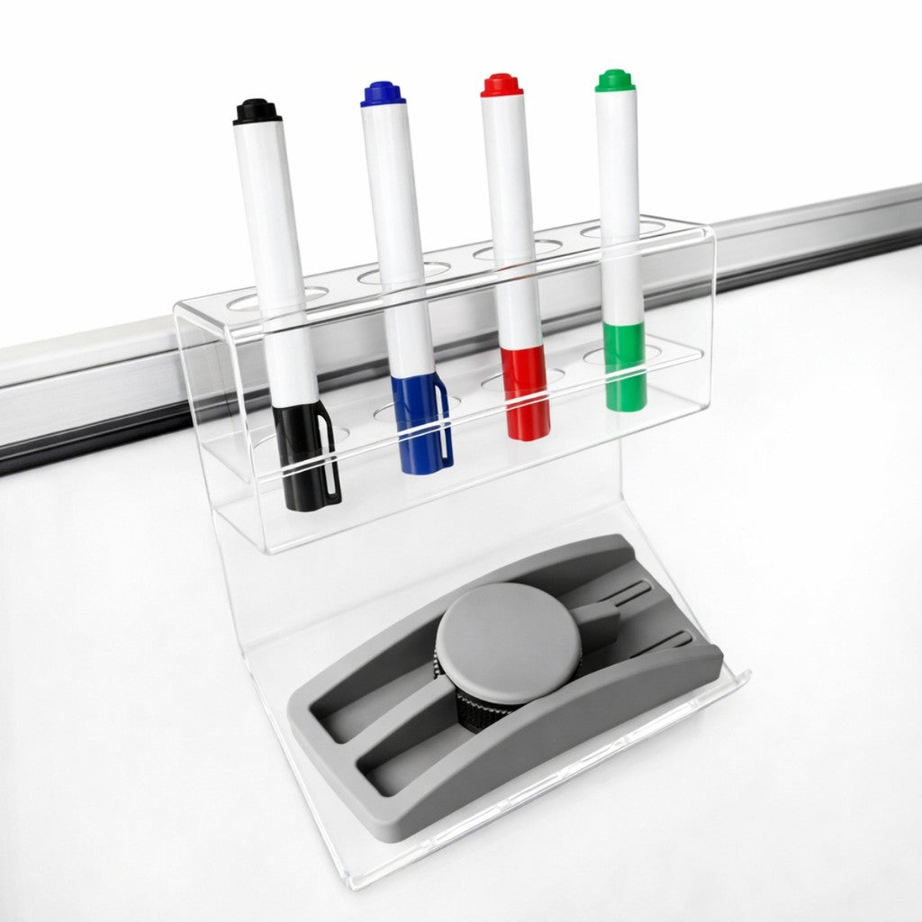 Kit 5 Suporte Acrilico Porta 4 Canetas 1 Apagador Lousa