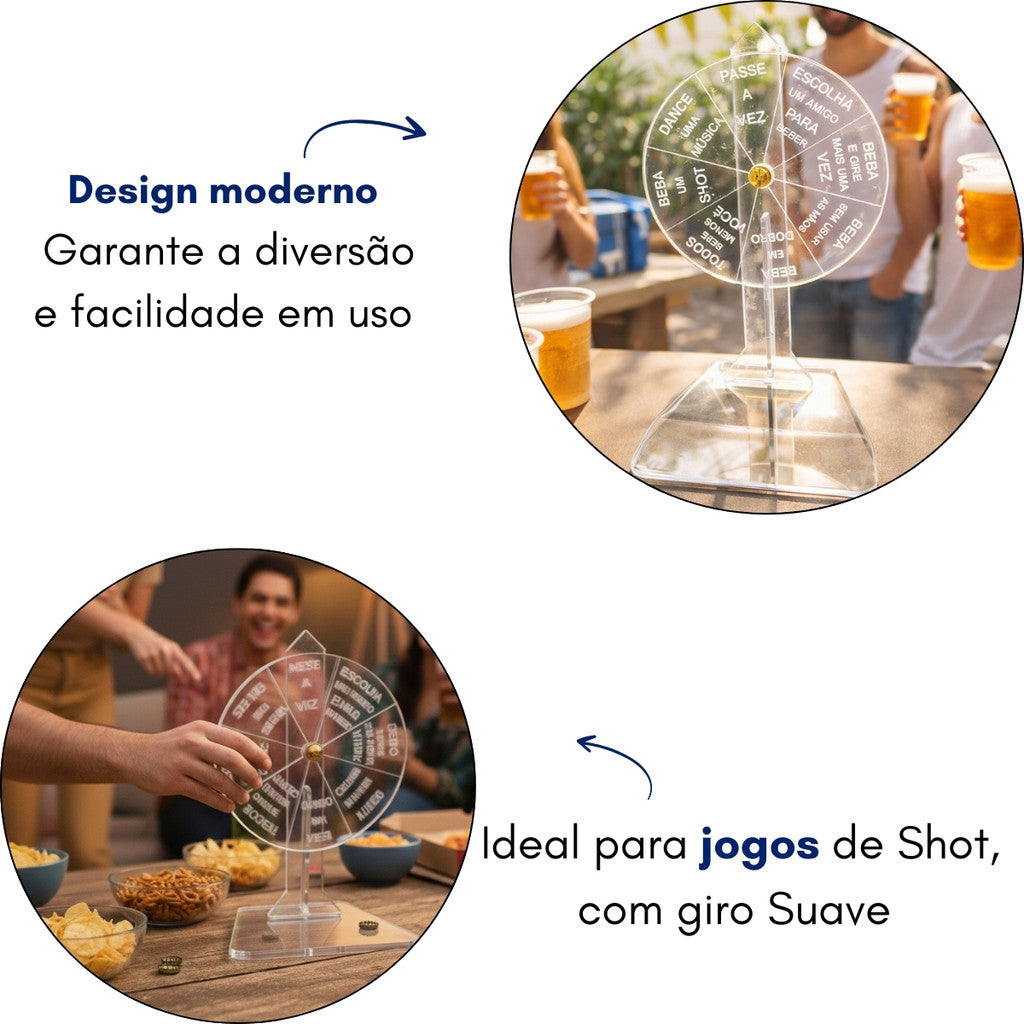 Roleta Giratória Shot Jogo Bebida Festa Adultos Desafio Amigos Churrasco Bar Noite Cerveja