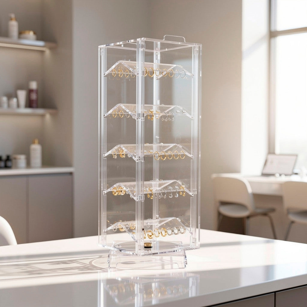 Suporte Organizador Piercing 5 Andares Expositor Display Loja 80 Pçs Piercings Tampa Bancada