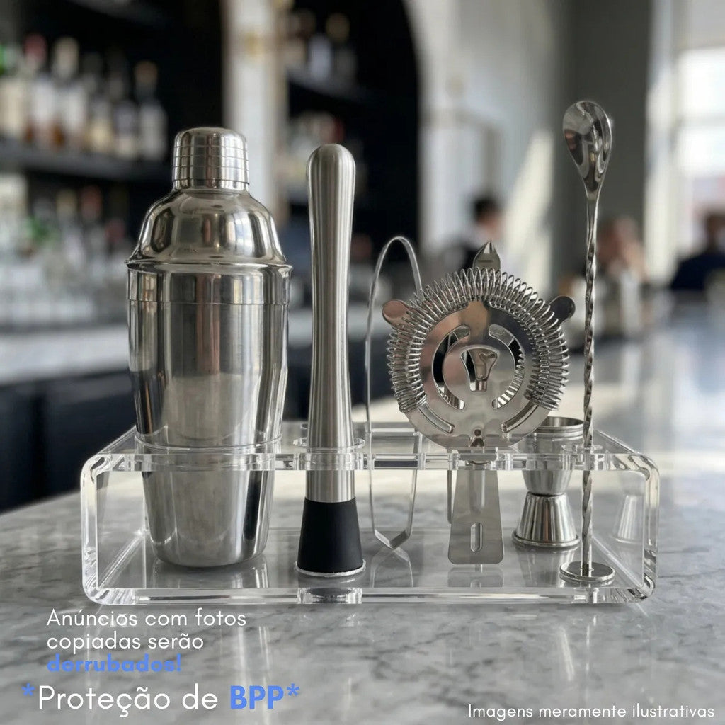 Suporte Organizador Kit Barman Bar Bartender Porta Display Utensílios Drink Home Bar