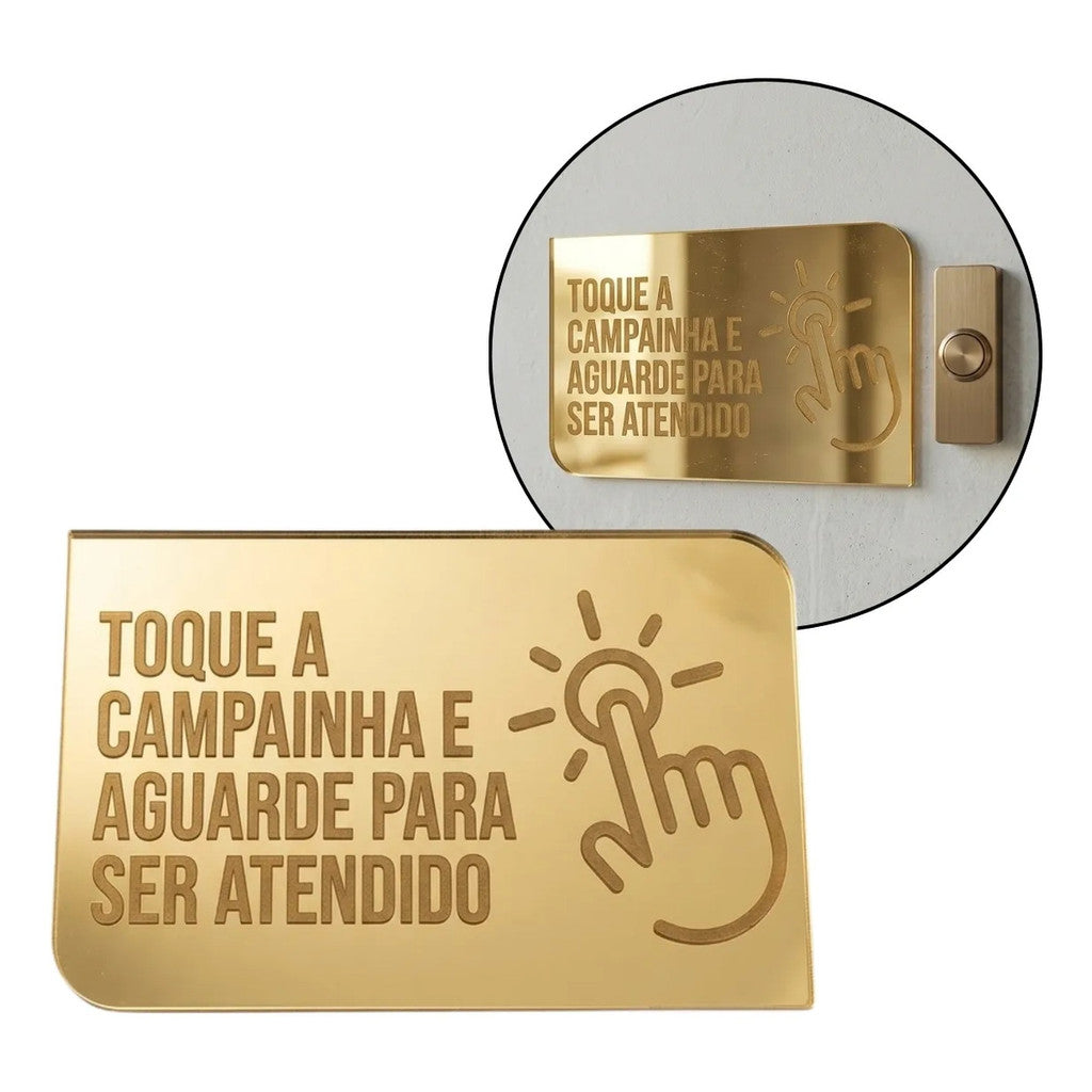 Placa Campainha Atendimento Recepção Sinalização Loja Estabelecimento Clinica Consultório