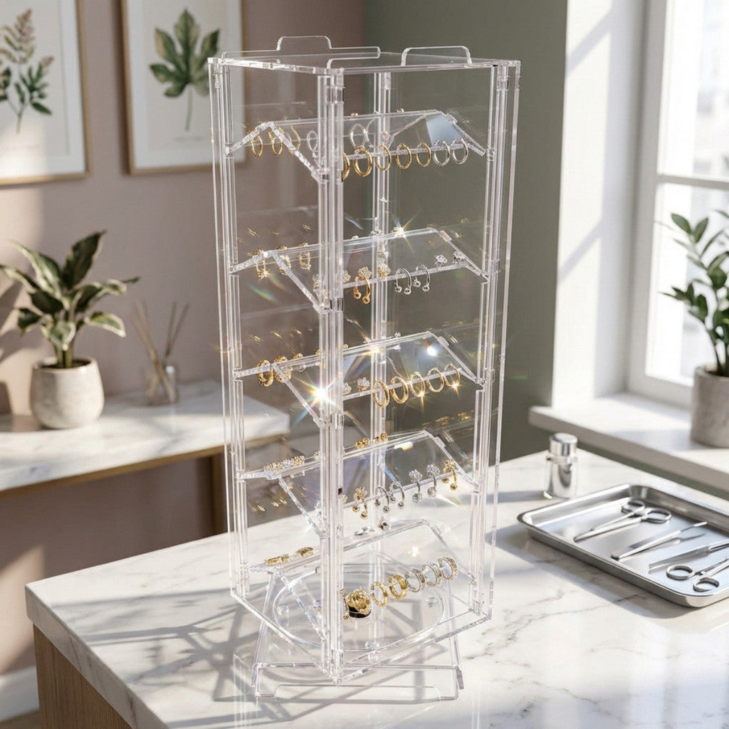 Suporte Organizador Piercing 5 Andares Expositor Display Loja 80 Pçs Piercings Tampa Bancada