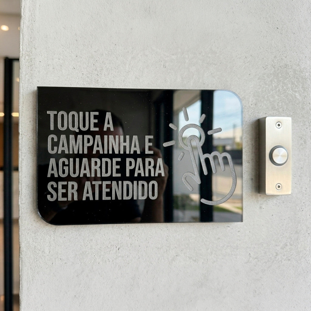 Placa Campainha Atendimento Recepção Sinalização Loja Estabelecimento Clinica Consultório