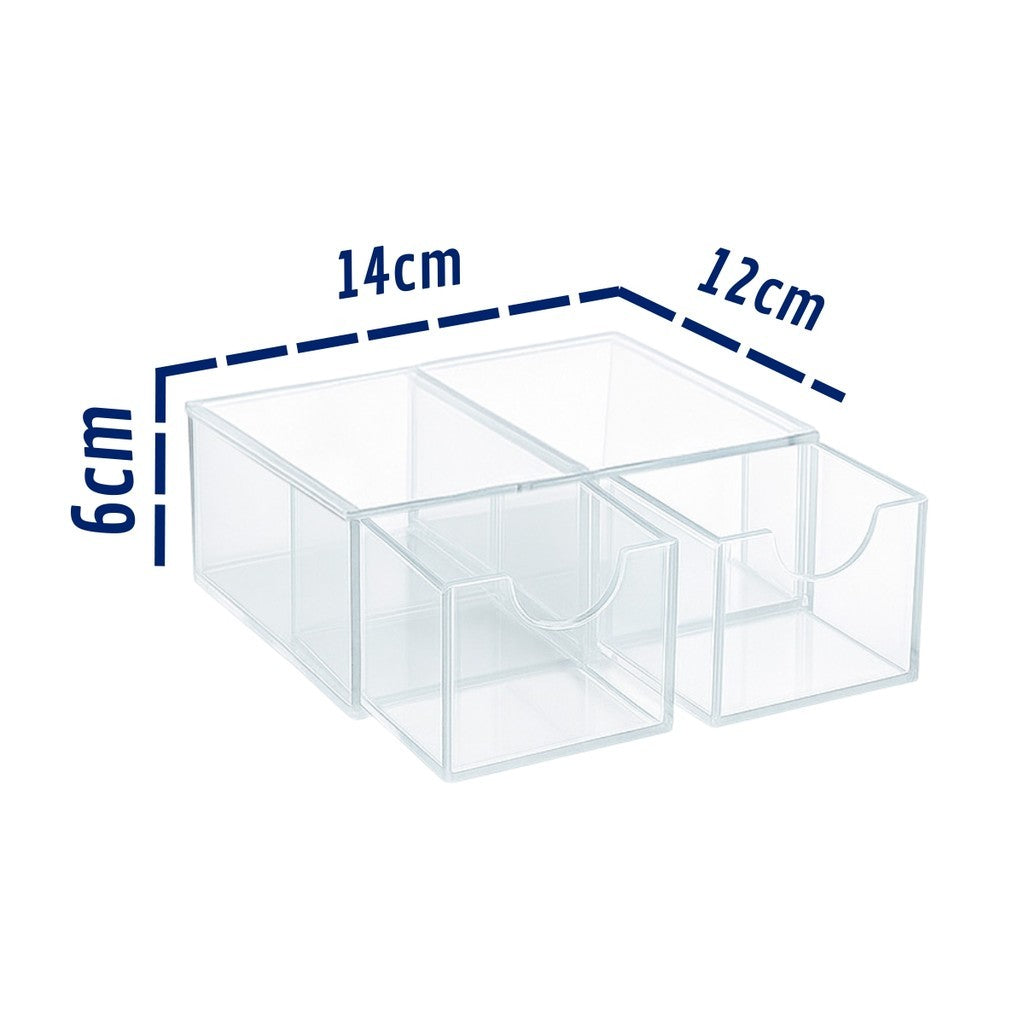 Caixa Objetos Acrilico Gaveta Kit 2 espacos