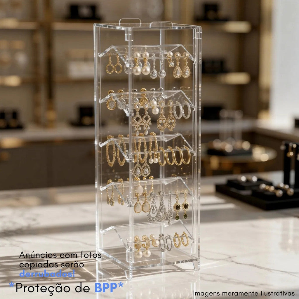 Suporte Organizador Brinco 5 Andares Expositor Display Loja 40 Pçs Piercings Tampa Bancada
