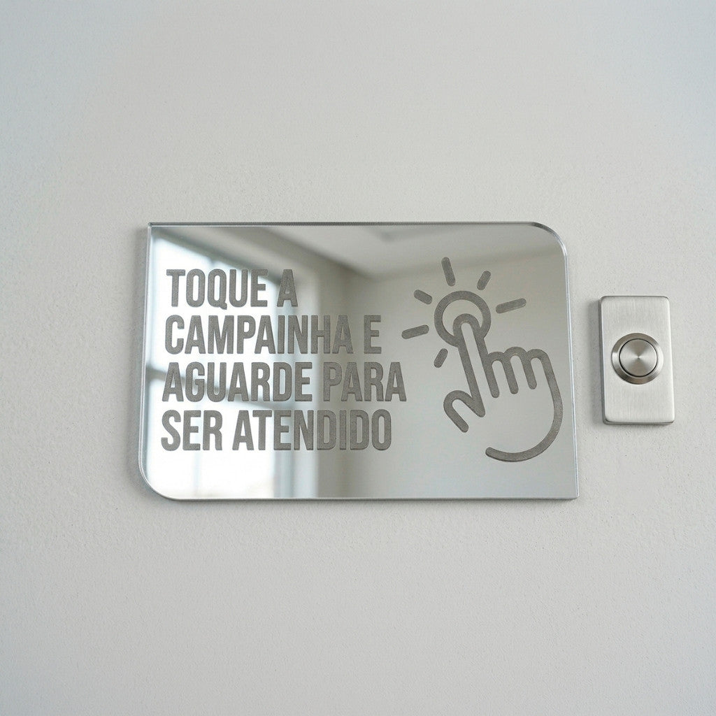 Placa Campainha Atendimento Recepção Sinalização Loja Estabelecimento Clinica Consultório