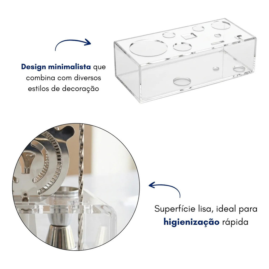 Suporte Organizador Kit Barman Bar Bartender Porta Display Utensílios Drink Home Bar
