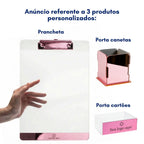 Kit Escritório Personalizado Prancheta Porta Caneta Cartões Clínica Consultório Médico