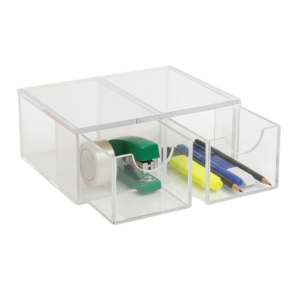 Caixa Objetos Acrilico Gaveta Kit 2 espacos