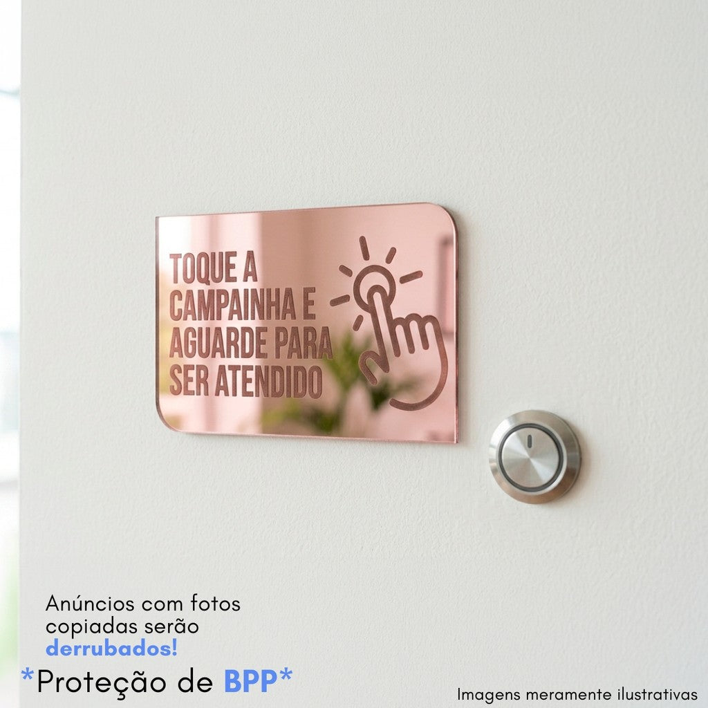 Placa Campainha Atendimento Recepção Sinalização Loja Estabelecimento Clinica Consultório