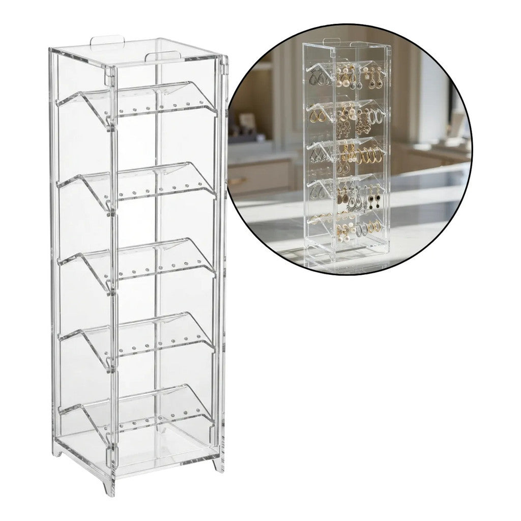 Suporte Organizador Brinco 5 Andares Expositor Display Loja 40 Pçs Piercings Tampa Bancada