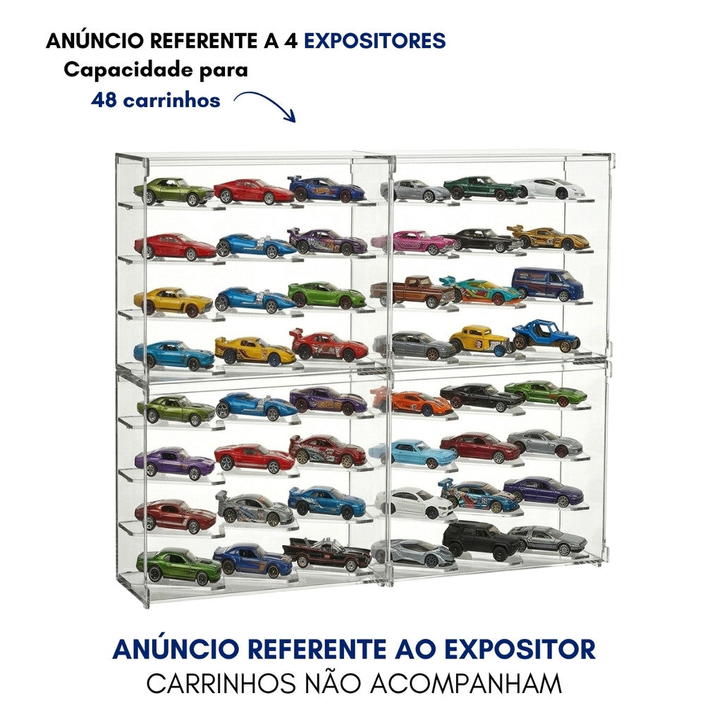 Expositor Hot Wheels 48 Carrinhos Modular Suporte Display Coleção Empilhavel Encaixável