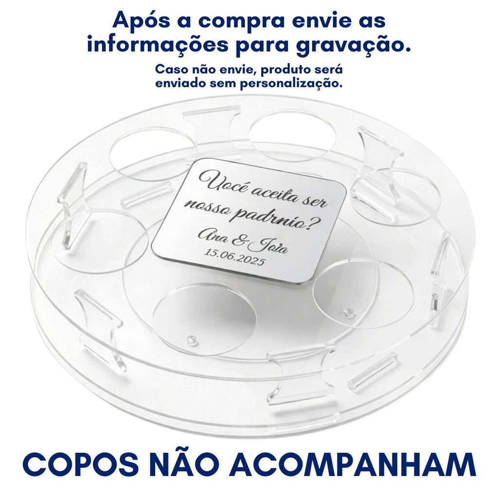 Porta Copos Shot Dose Giratório Presente Personalizado Drink