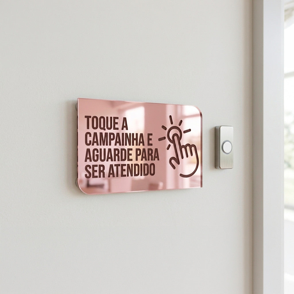 Placa Campainha Atendimento Recepção Sinalização Loja Estabelecimento Clinica Consultório