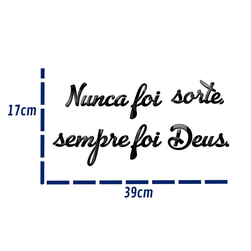 Aplique Letreiro Nunca Foi Sorte Decor Espelho 39cm Placa