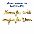 Aplique Letreiro Nunca Foi Sorte Decor Espelho 39cm Placa