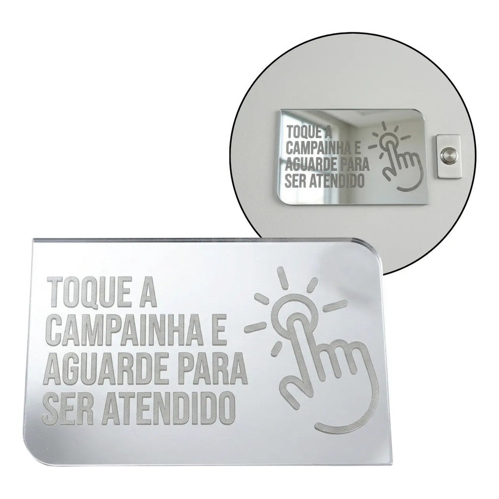 Placa Campainha Atendimento Recepção Sinalização Loja Estabelecimento Clinica Consultório