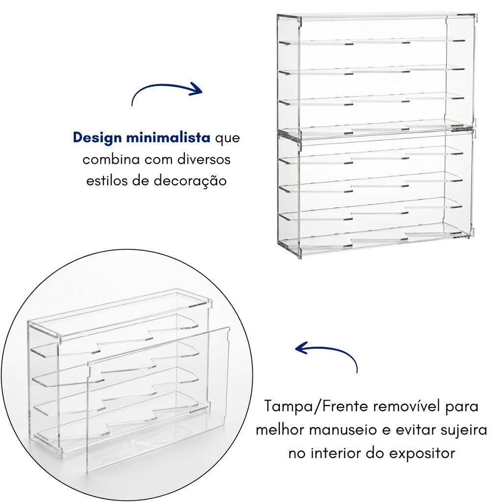 Expositor Hot Wheels 24 Carrinhos Modular Suporte Display Coleção Empilhavel Encaixável