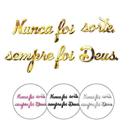 Aplique Letreiro Nunca Foi Sorte Decor Espelho 39cm Placa