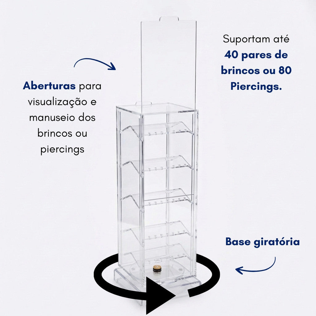 Suporte Organizador Piercing 5 Andares Expositor Display Loja 80 Pçs Piercings Tampa Bancada